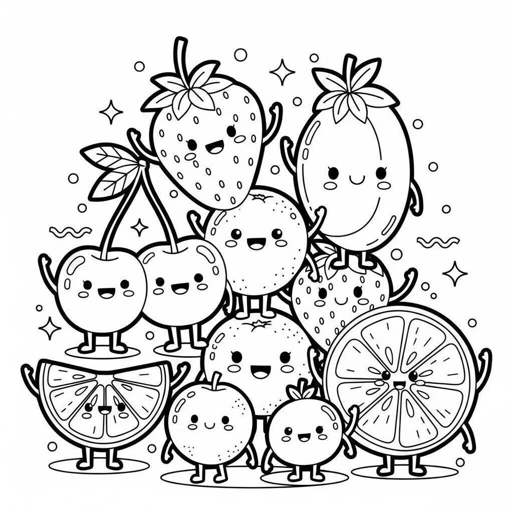 Desenho de Frutas Doces para Colorir