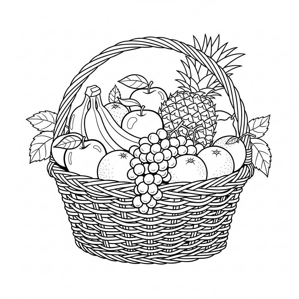 Desenho de Frutas Frescas para Colorir