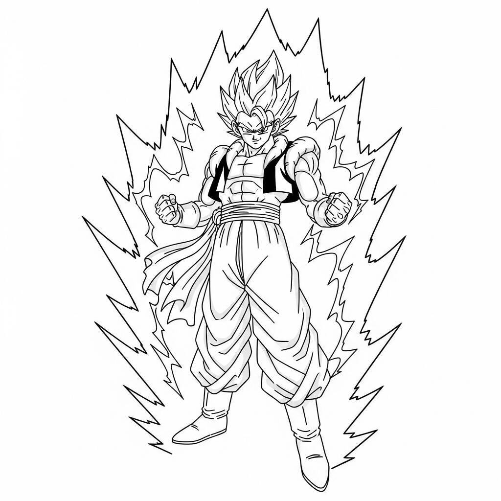 Desenho de Fusion entre Goku e Vegeta para Colorir