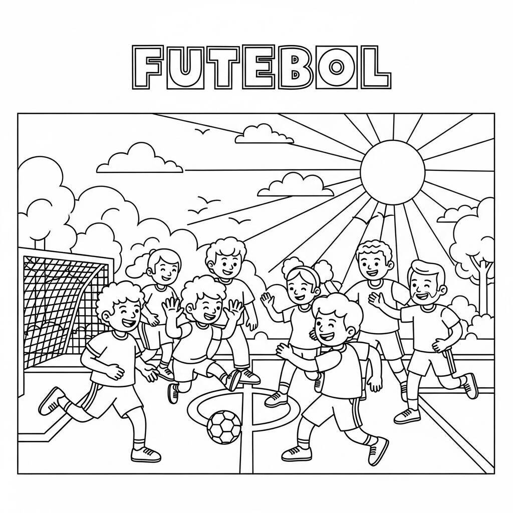 Desenho de Futebol e Amizade para Colorir