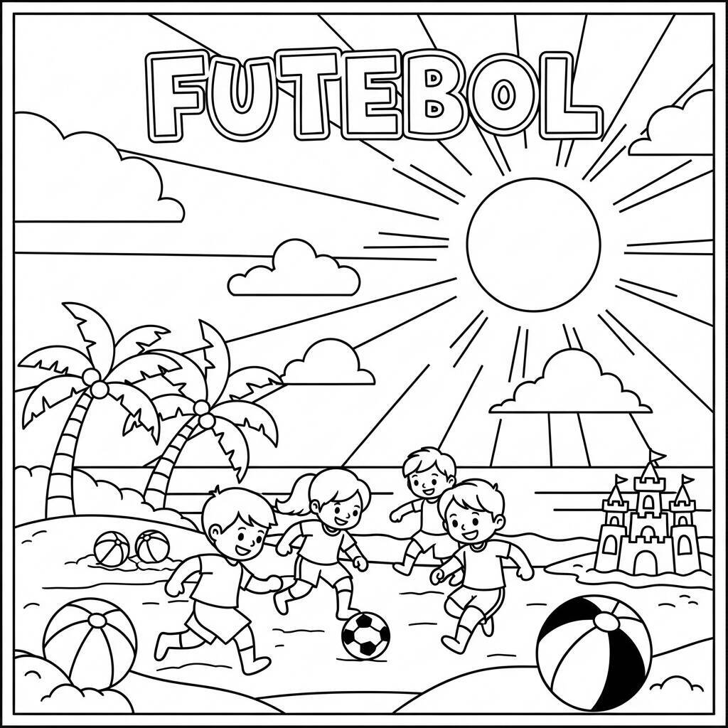 Desenho de Futebol no Verão para Colorir