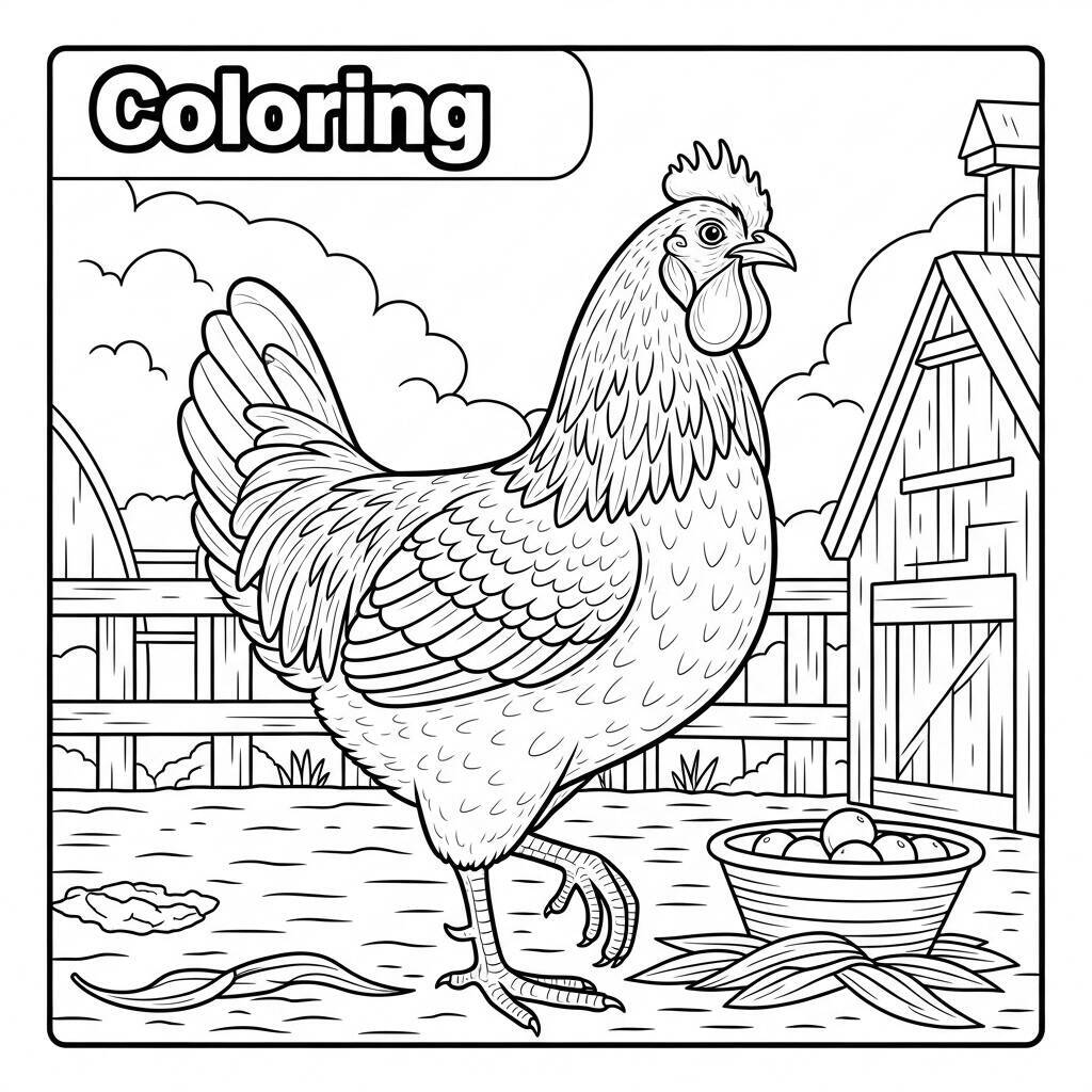 Realistische Huhn-Malseite