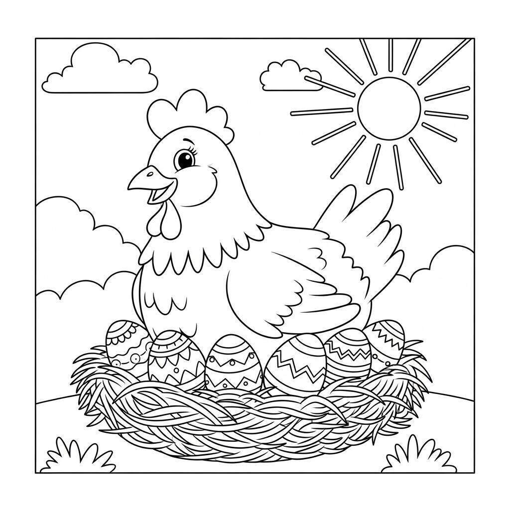 Ausmalbilder Osterhuhn
