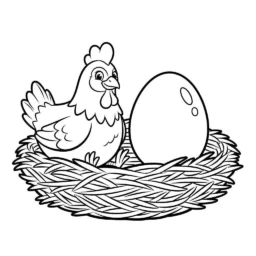 Coloriage poulet et oeuf