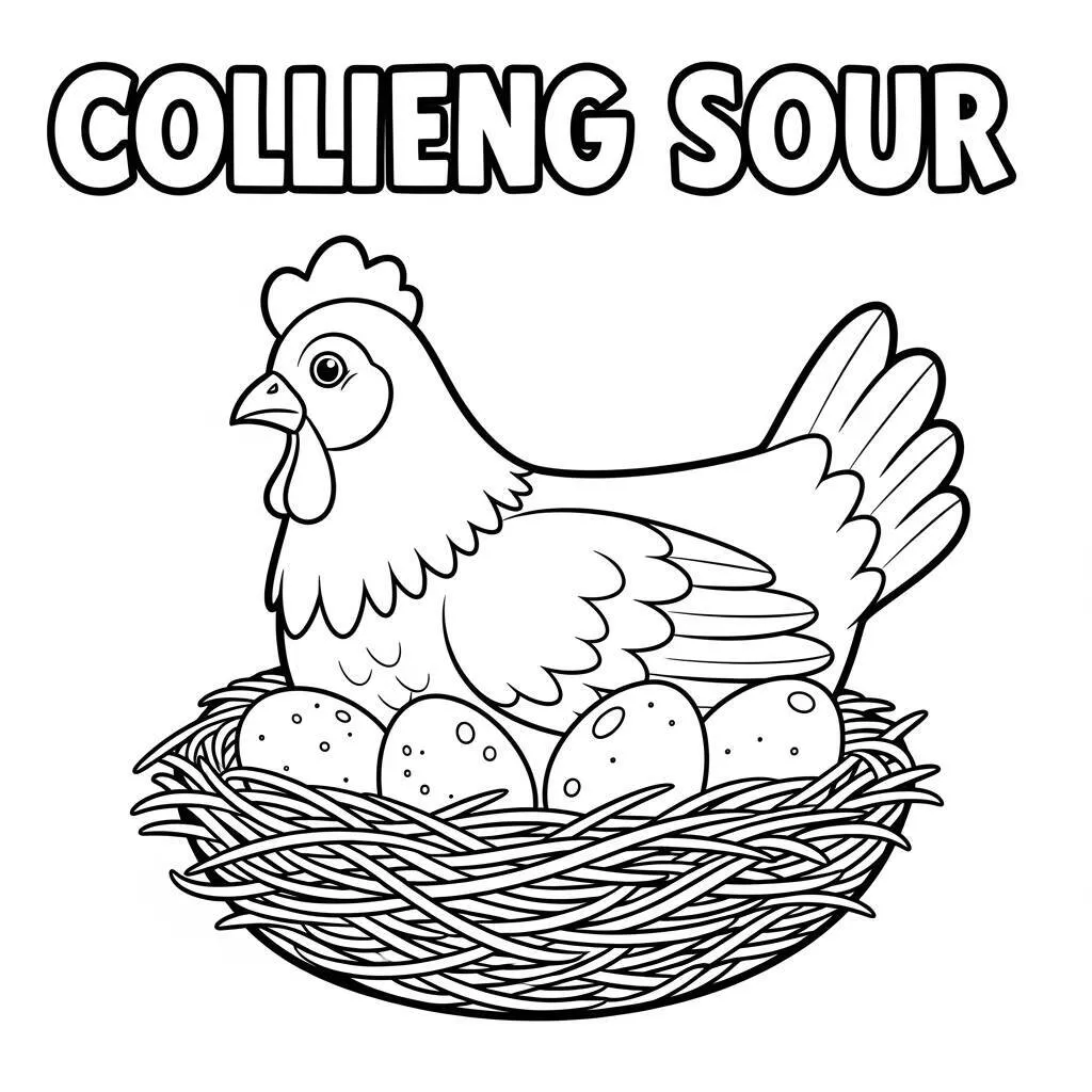 Desenho-de-Galinha-em-um-Ninho-para-Colorir Coloriage Poulet dans un nid