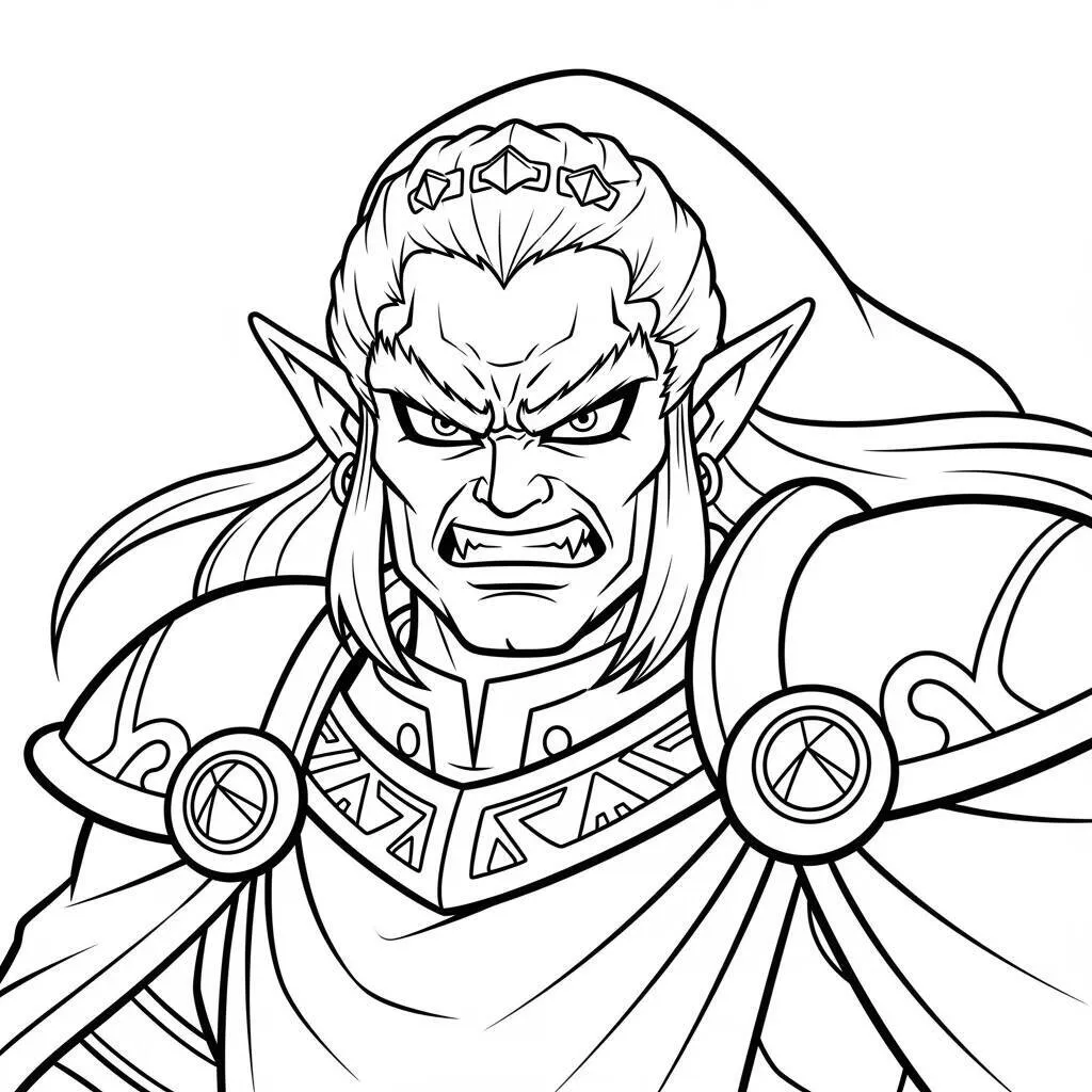 Desenho de Ganon em Estilo Simples para Colorir