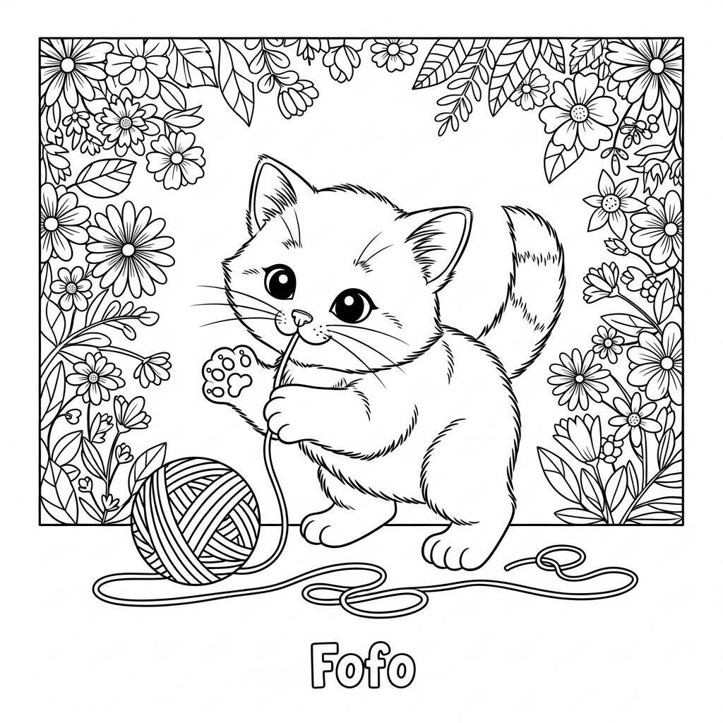 Cute Cat Coloring Page