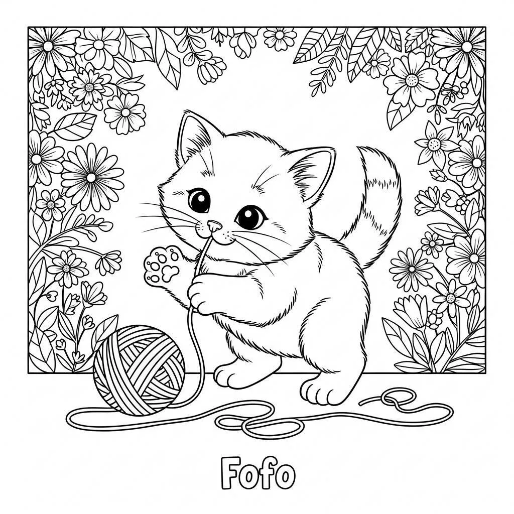 Desenho de Gato Fofo para Colorir