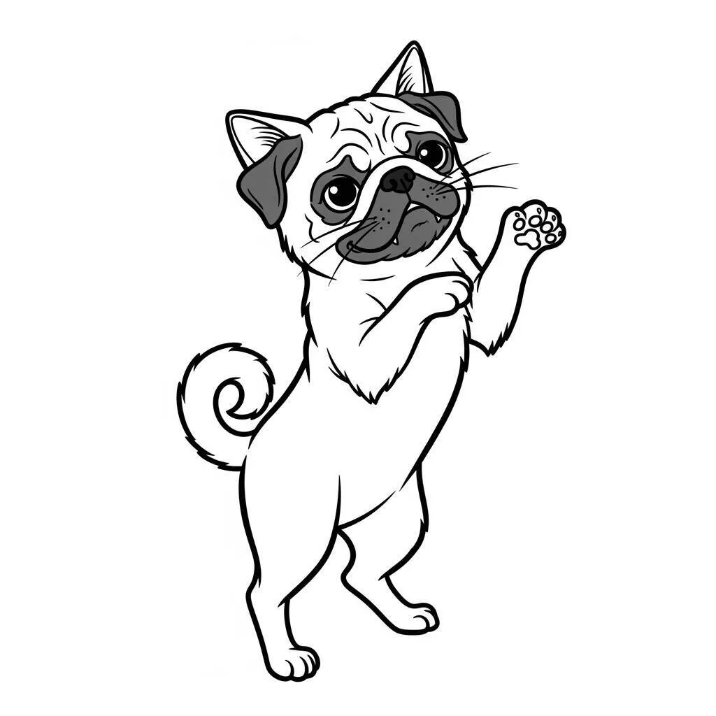 Desenho de Gato Pug para Colorir