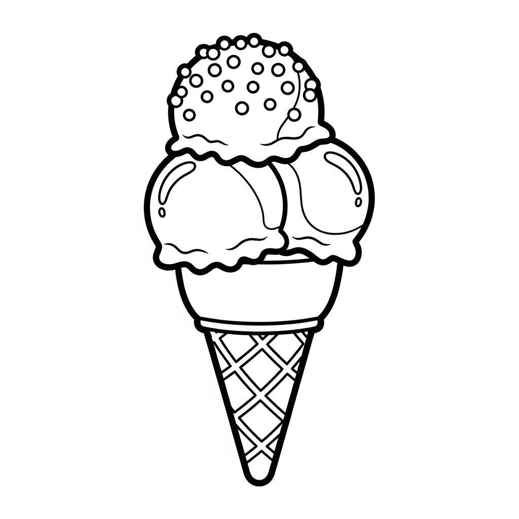 Pagina da colorare semplice del gelato