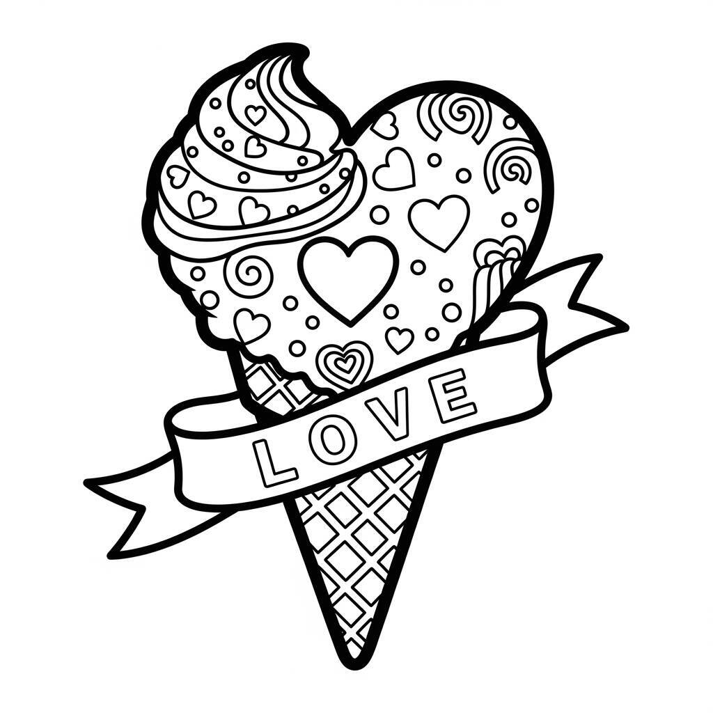 Gelato con cuore da colorare