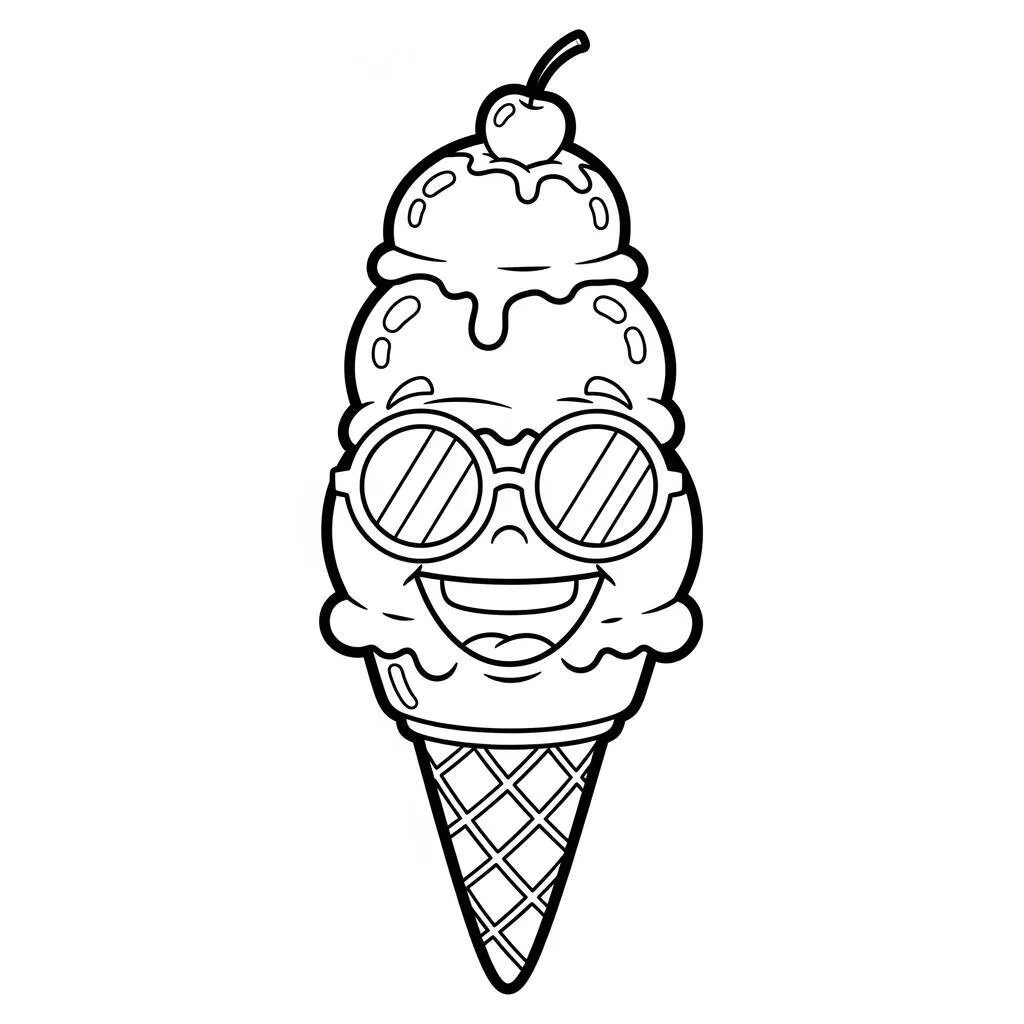 Desenho de Gelado com Sorriso para Colorir