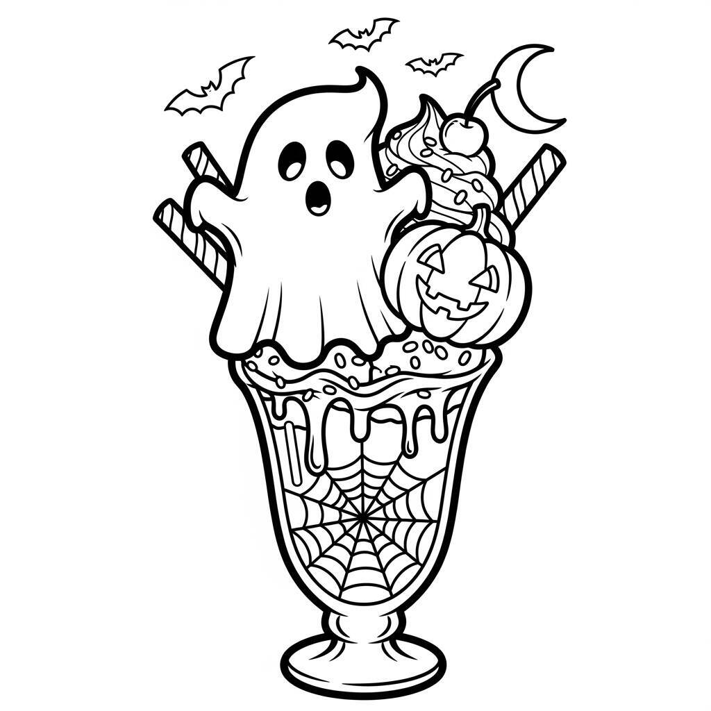 Desenho de Gelado de Halloween para Colorir