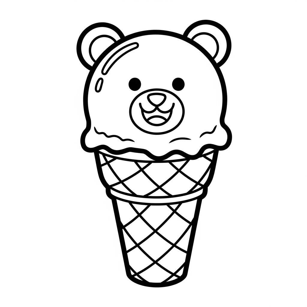 Desenho de Gelado em Formato de Animal para Colorir