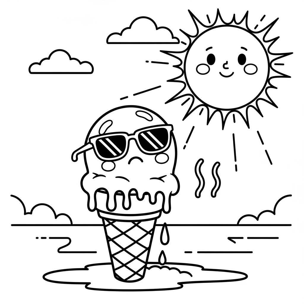 Gelato in una giornata di sole da colorare