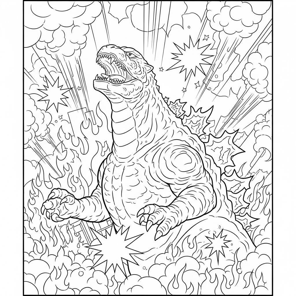 Godzilla-Malseite mit Spezialeffekten