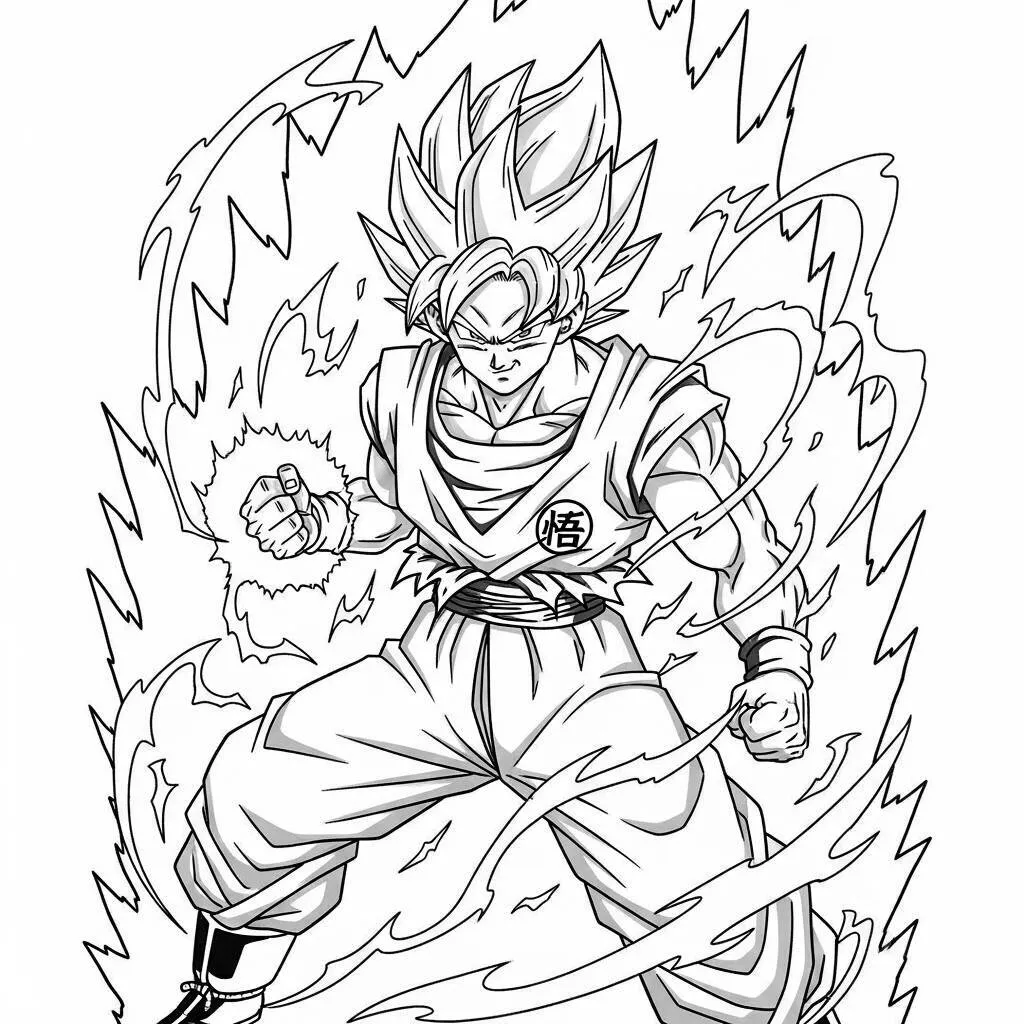 Desenho de Goku Super Saiyajin para Colorir