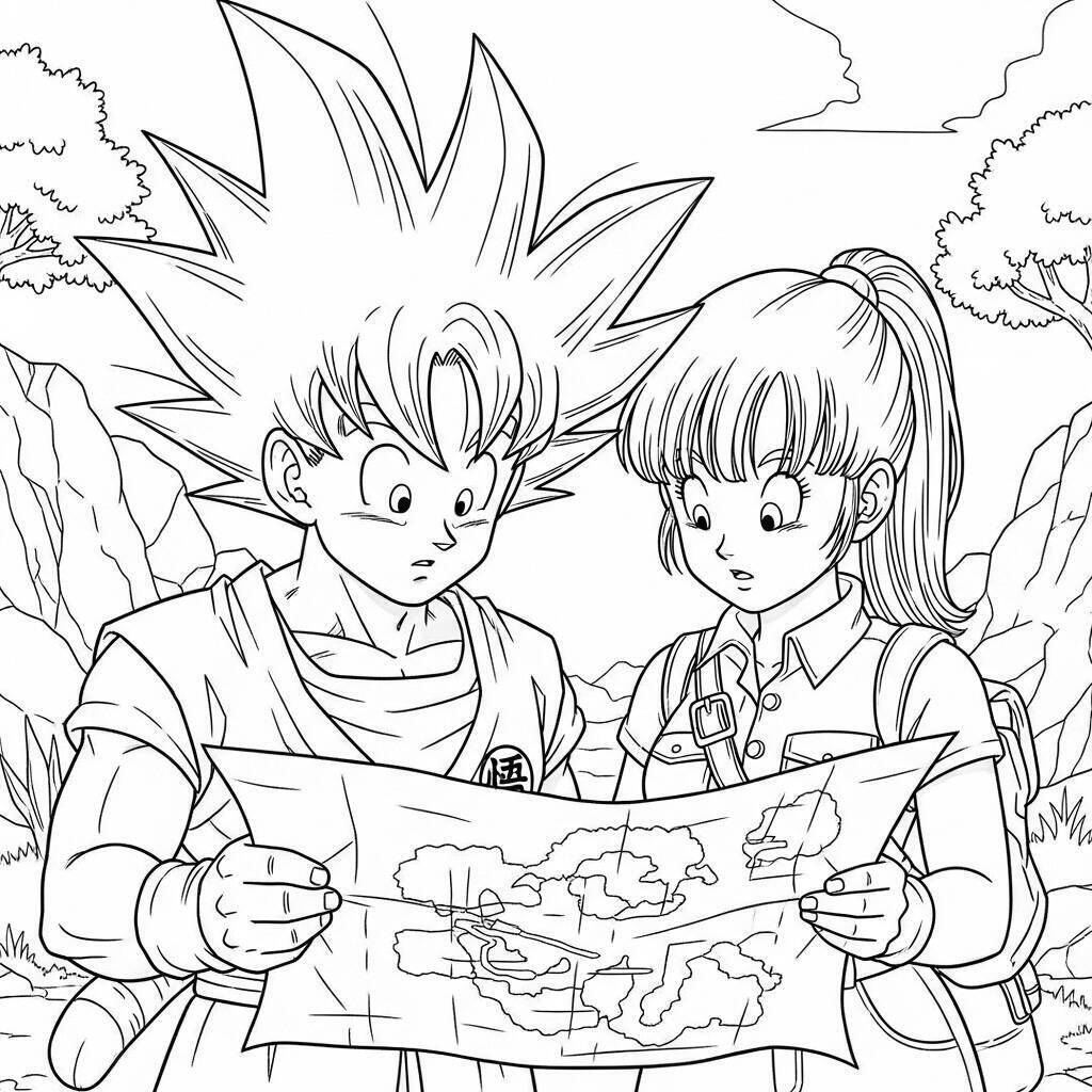 Coloriage Goku et Bulma
