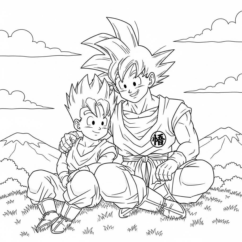 Coloriage Goku et Gohan