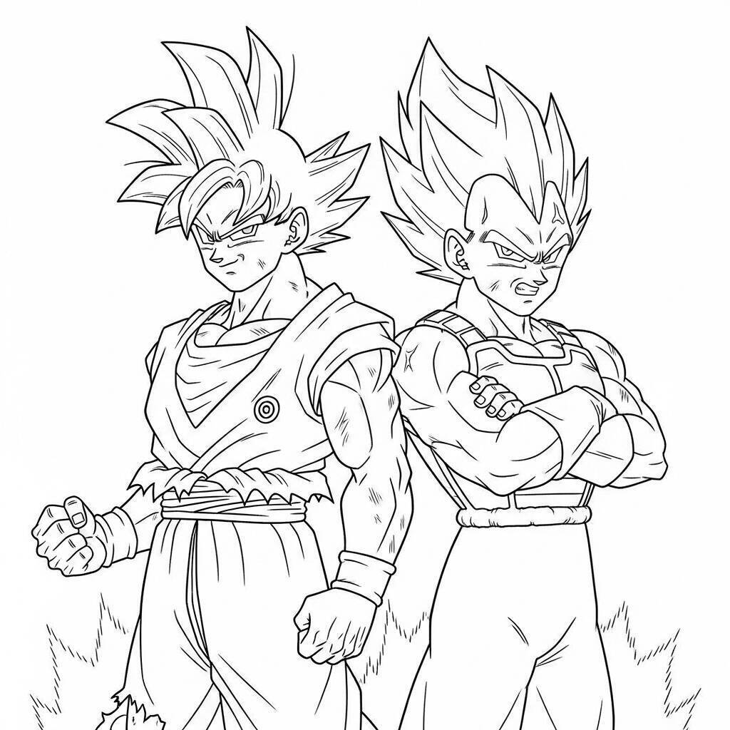Coloriage Goku et Vegeta