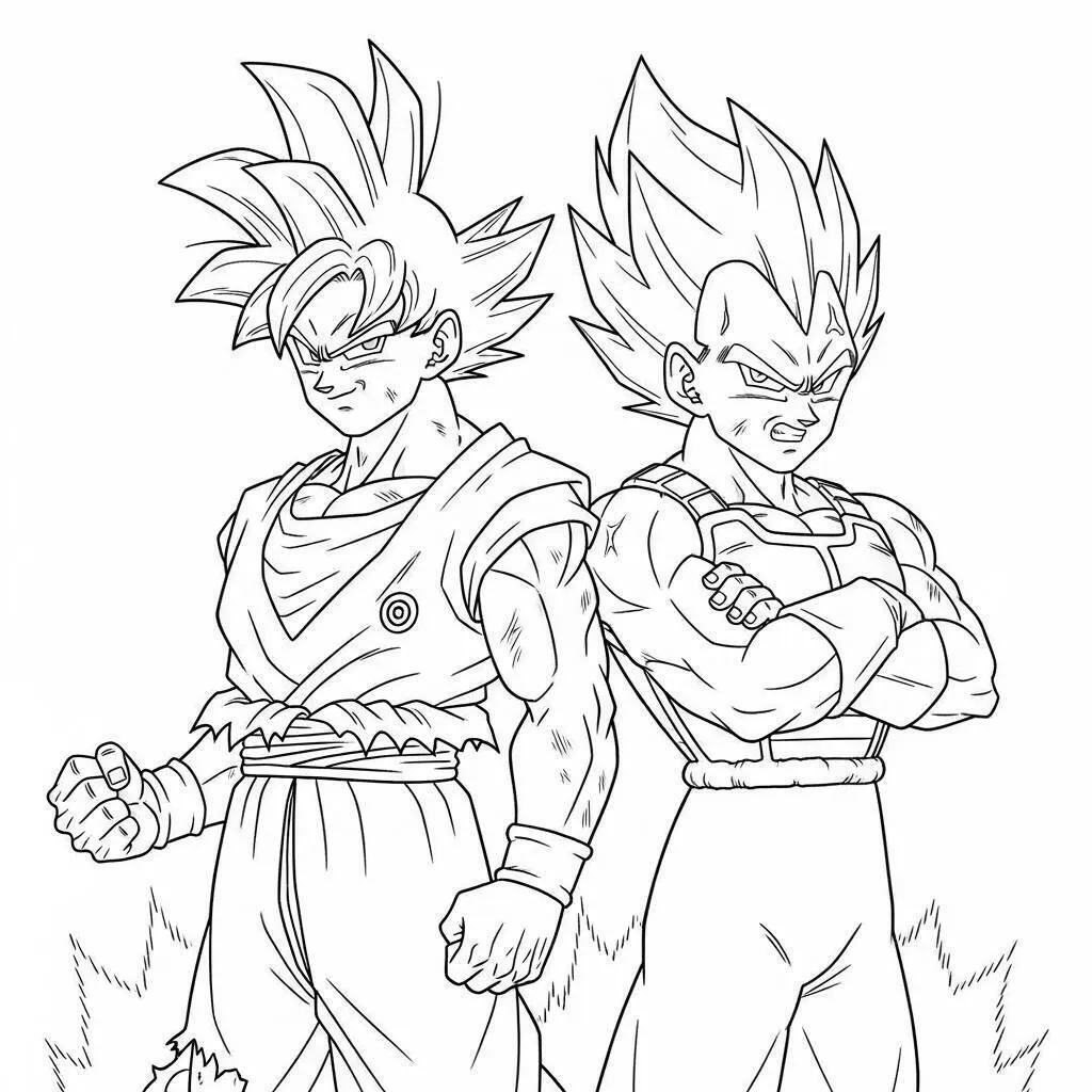 Desenho-de-Goku-e-Vegeta-para-Colorir Desenho de Goku e Vegeta para Colorir