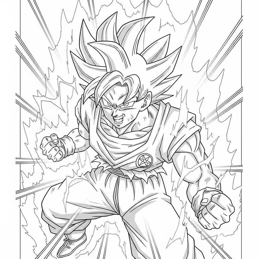 Coloriage Goku en mode Kaio-Ken
