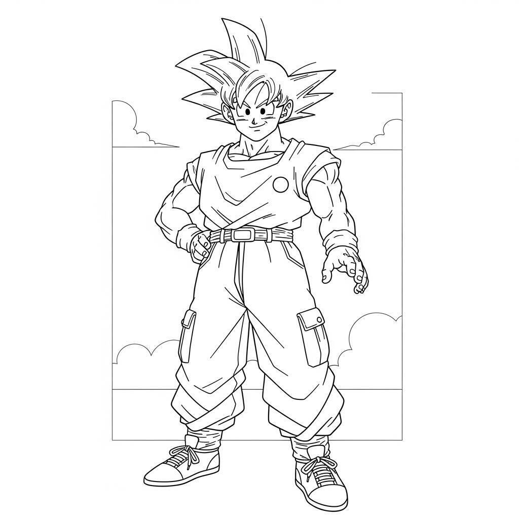 Dessin de Goku dans sa forme de base pour Coloriage