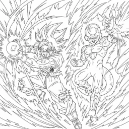 Desenho de Goku lutando contra Freeza para Colorir