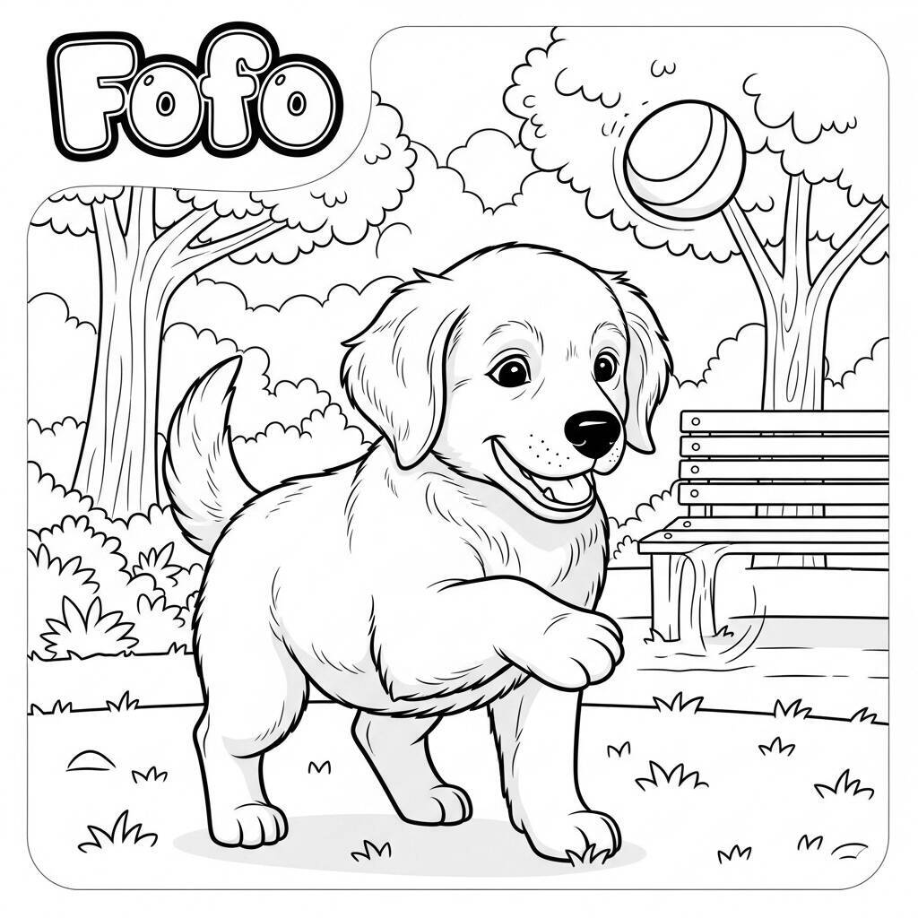 Cute Golden Retriever Coloring Page