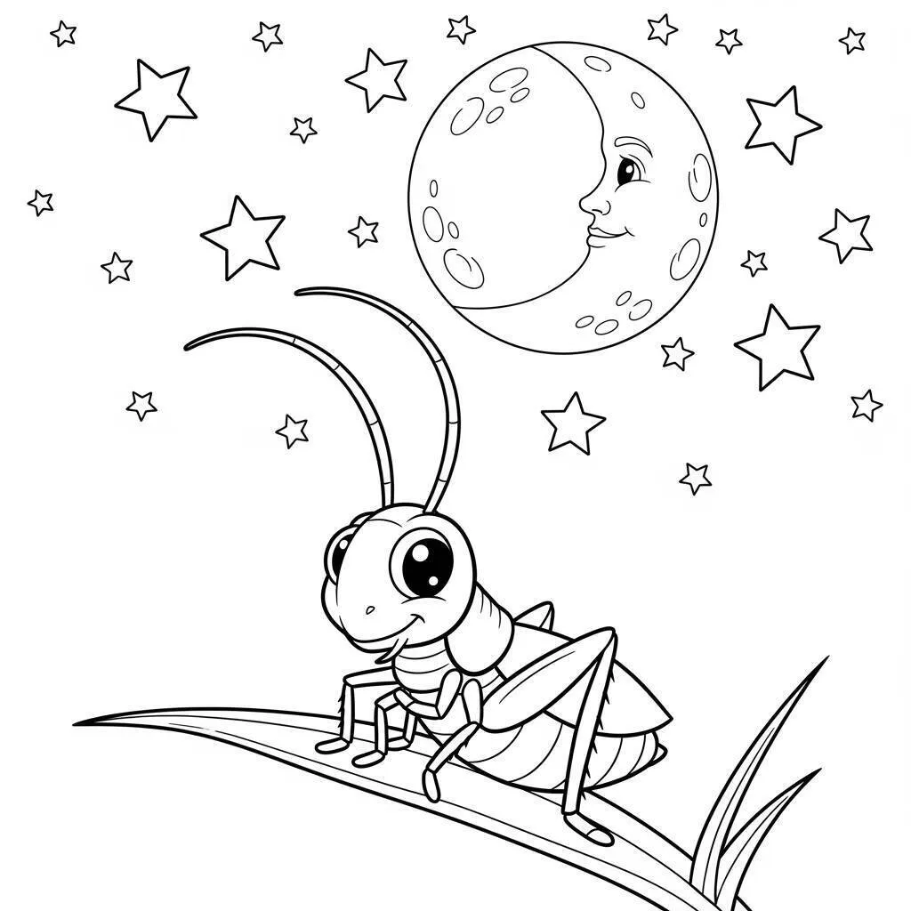 Desenho-de-Grilo-para-Colorir-1 Desenho de Grilo para Colorir