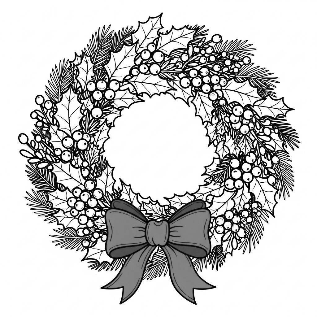 Coloriage de couronne de Noël