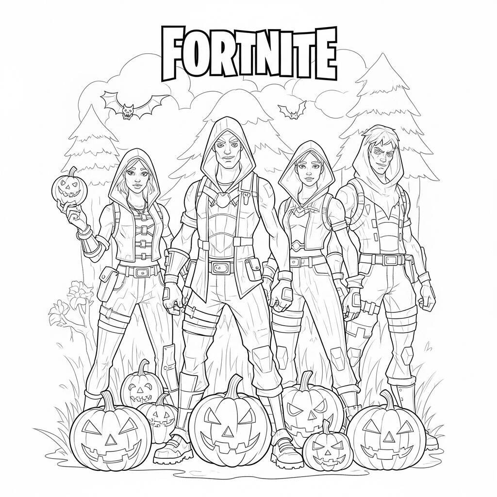 Desenho de Halloween Fortnite para Colorir