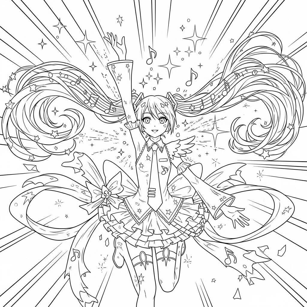 Hatsune Miku e la sua trasformazione da colorare