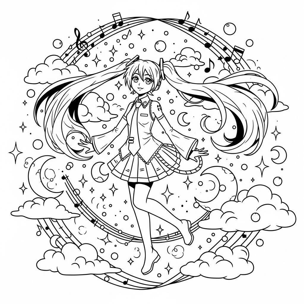 Hatsune Miku in un sogno da colorare