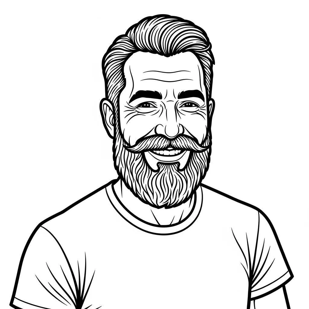 Desenho de Homem Adulto com Barba para Colorir