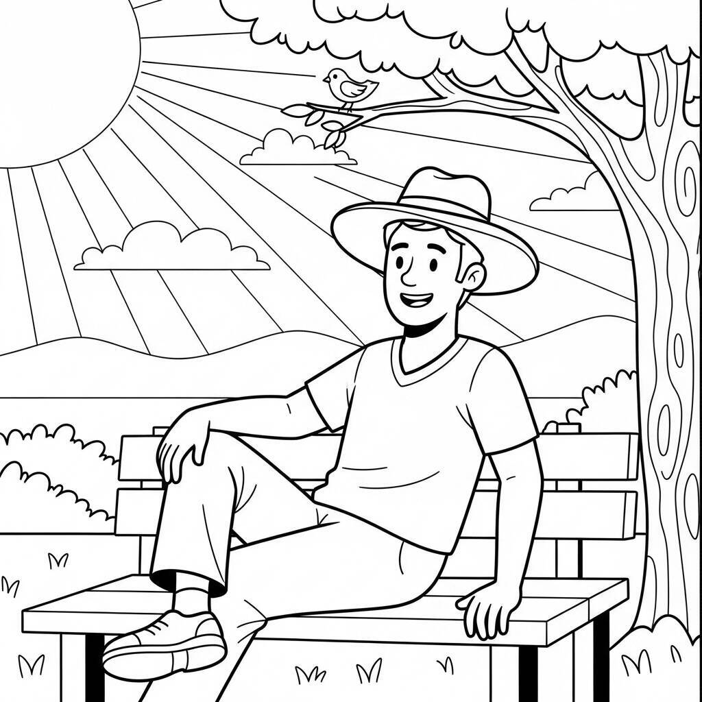 Desenho de Homem Adulto com Chapéu para Colorir