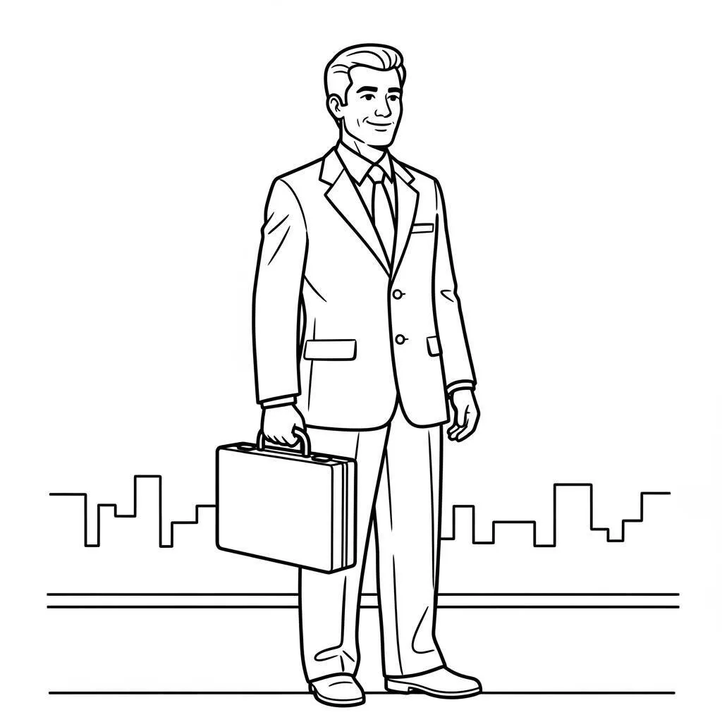 Desenho de Homem Adulto de Negócios para Colorir