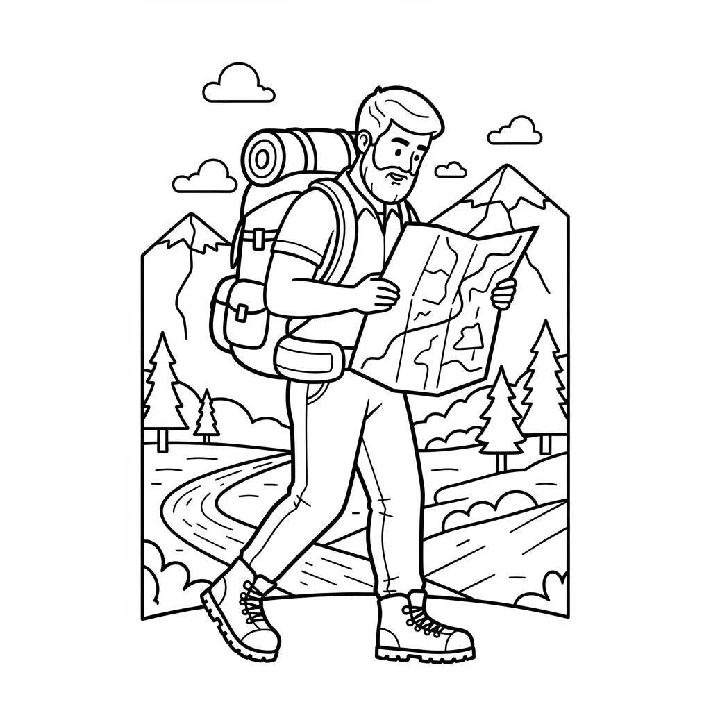 Desenho de Homem Adulto em Viagem para Colorir