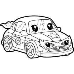 Dibujo para colorear de Hot Wheels y superhéroes kawaii