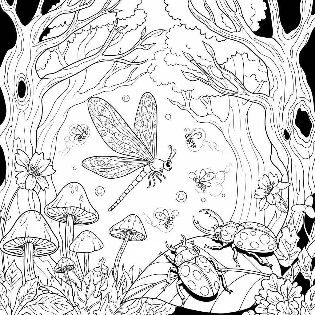 Desenho de Insetos Fantásticos para Colorir