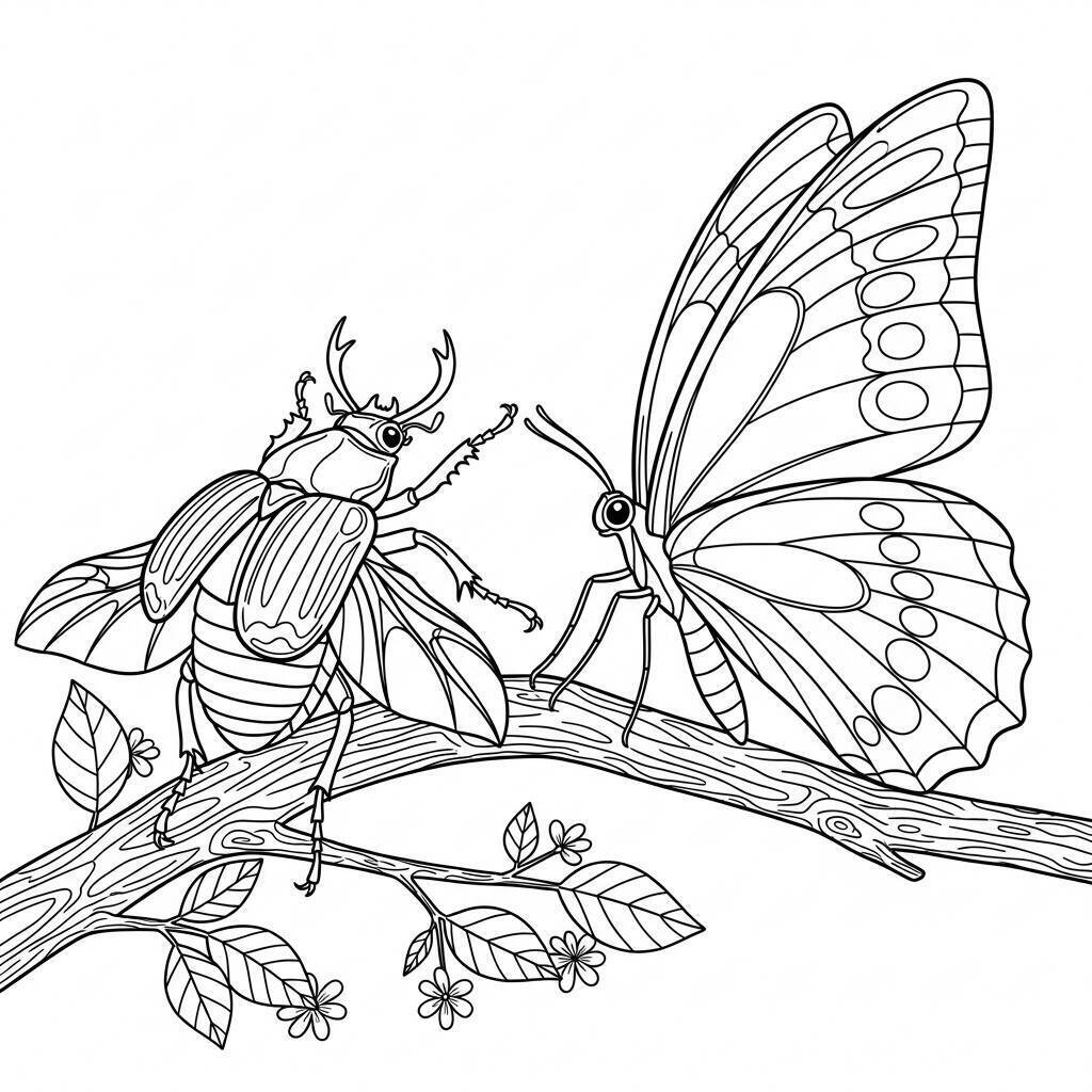 Desenho de Insetos Realistas para Colorir