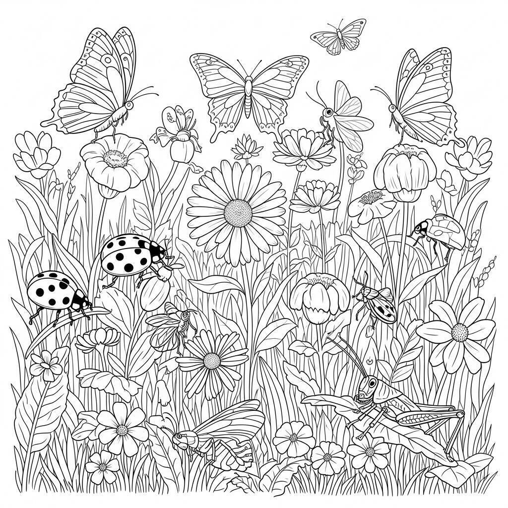 Desenho de Insetos de Jardim para Colorir