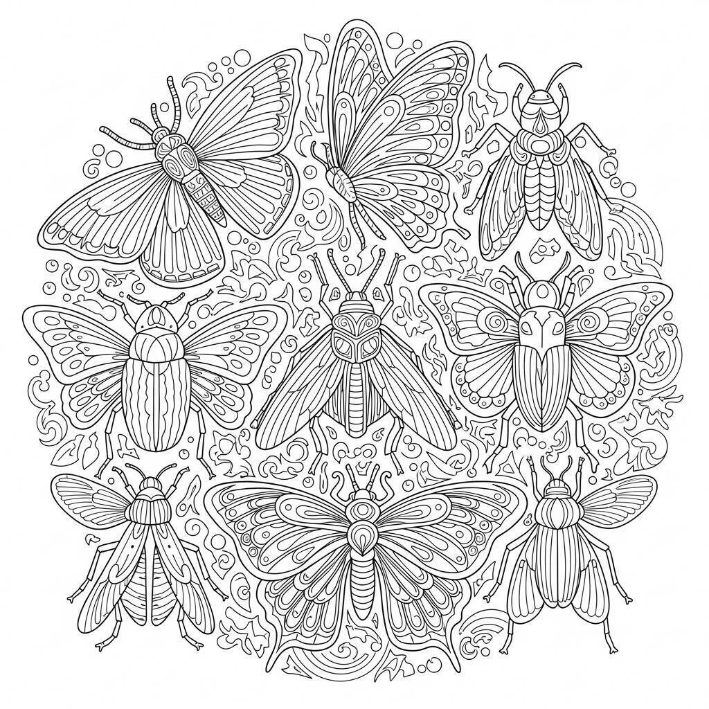 Desenho de Insetos para Adultos para Colorir