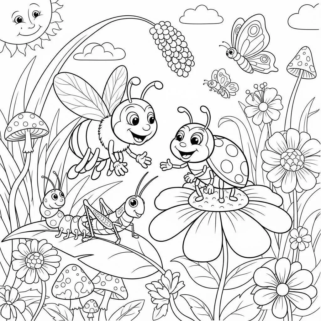 Desenho de Insetos para Crianças para Colorir