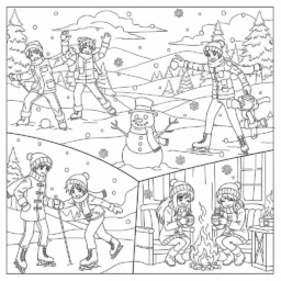 Desenho de Inverno Anime para Colorir