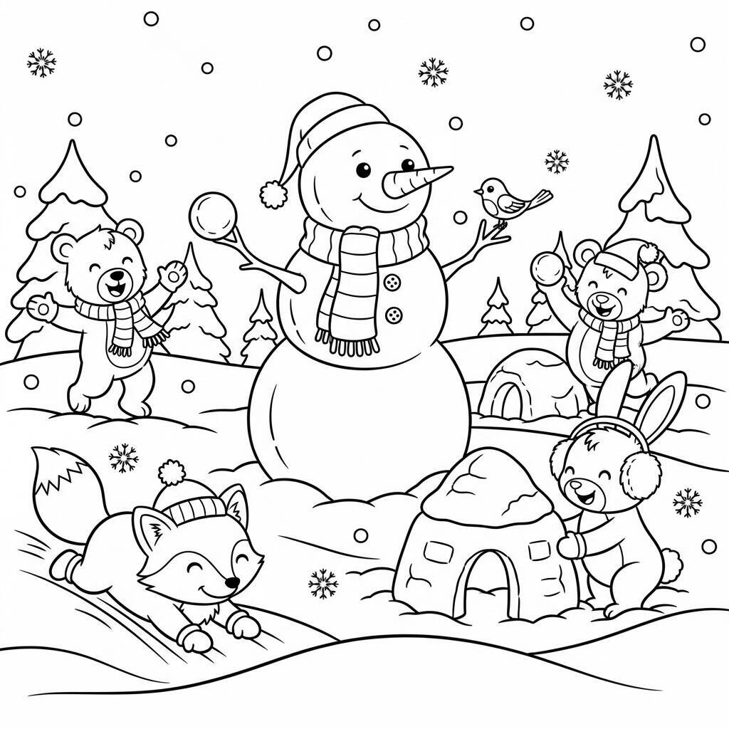 Cute Winter Coloring Page