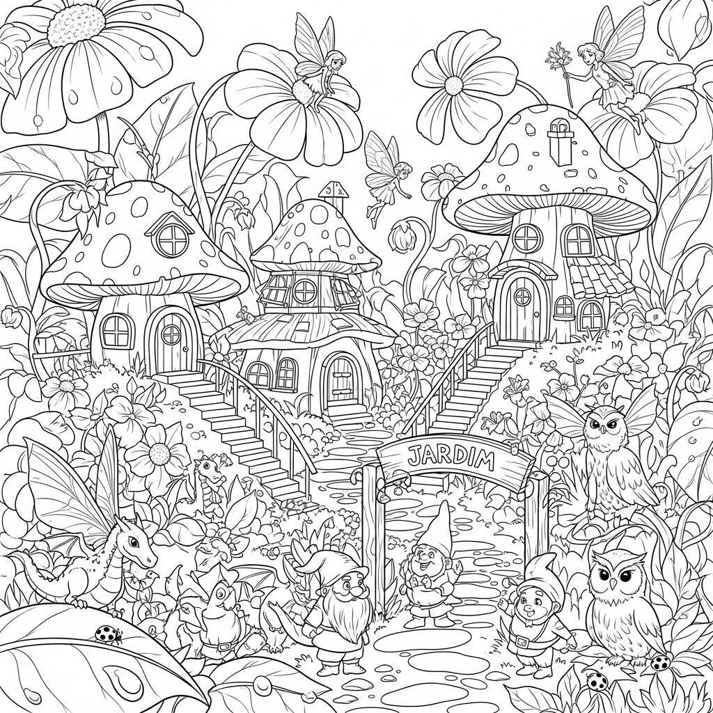 Coloriage du jardin des fées