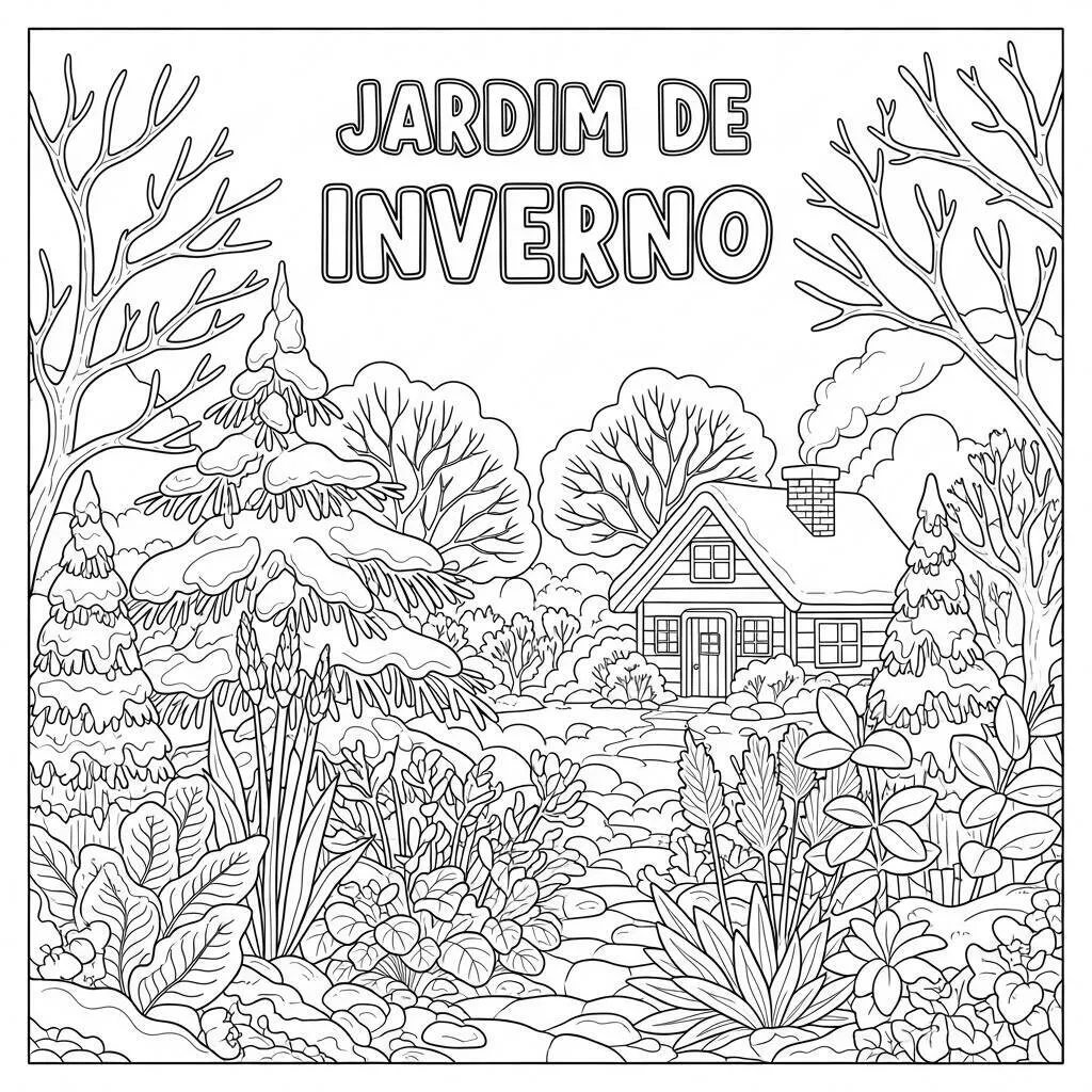 Desenho de Jardim de Inverno para Colorir
