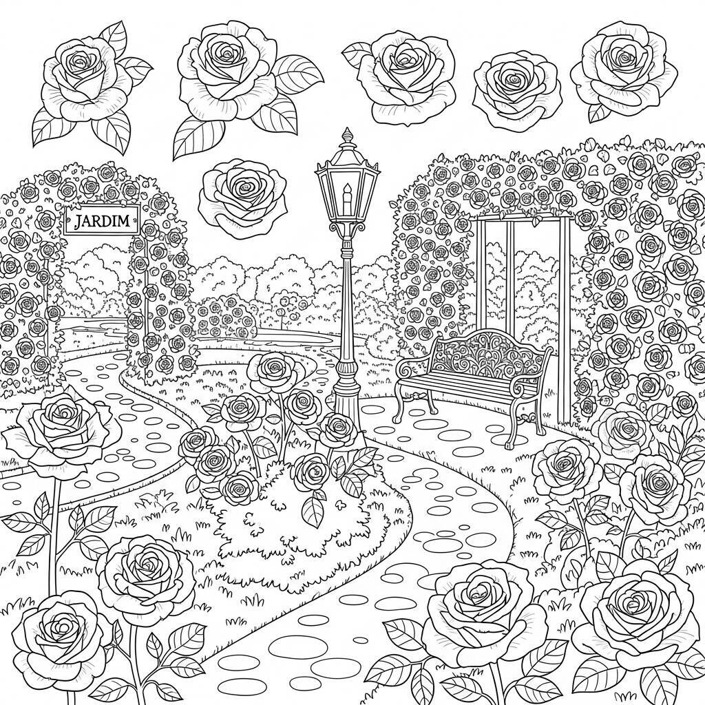 Coloriage Roseraie