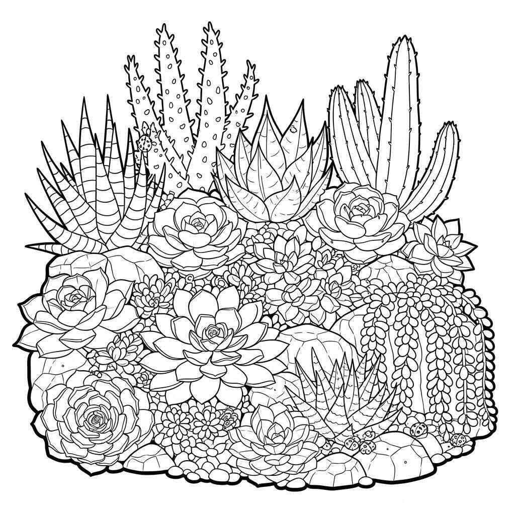 Coloriage de jardin succulent